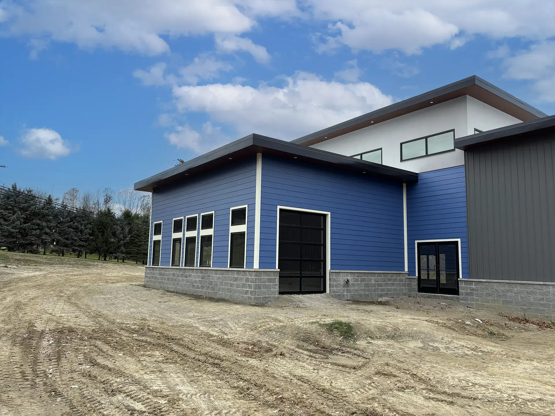 Side view with garage door